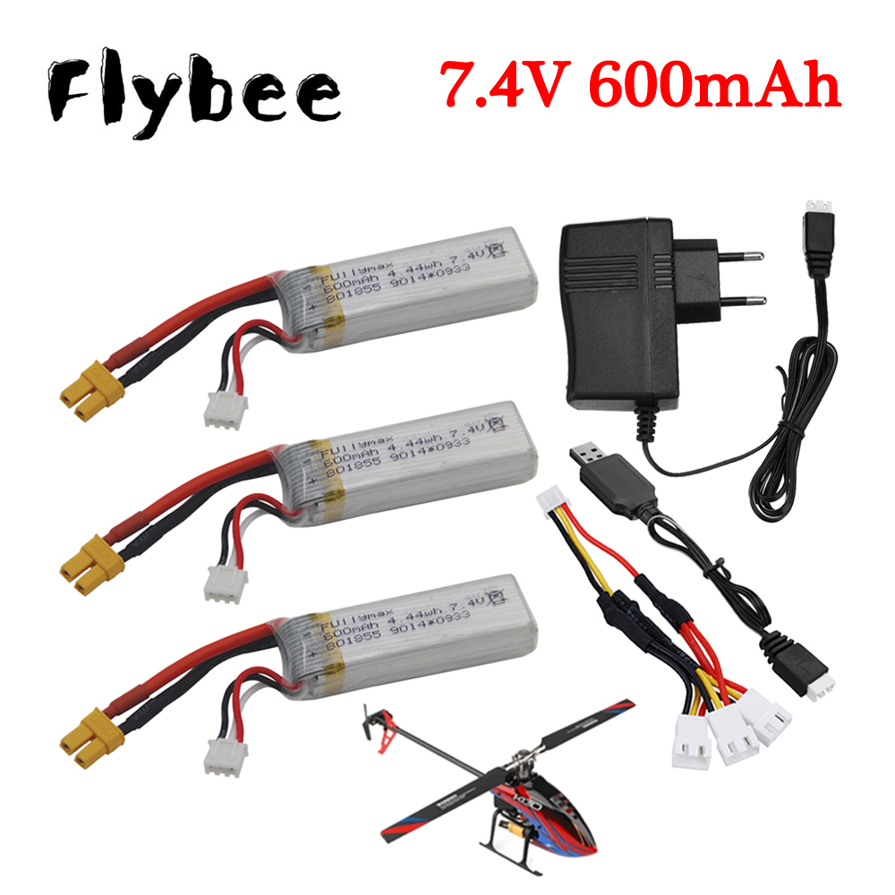 Lipo Battery Charger - 7.4V 600mAh Lipo Batterij + 7.4V