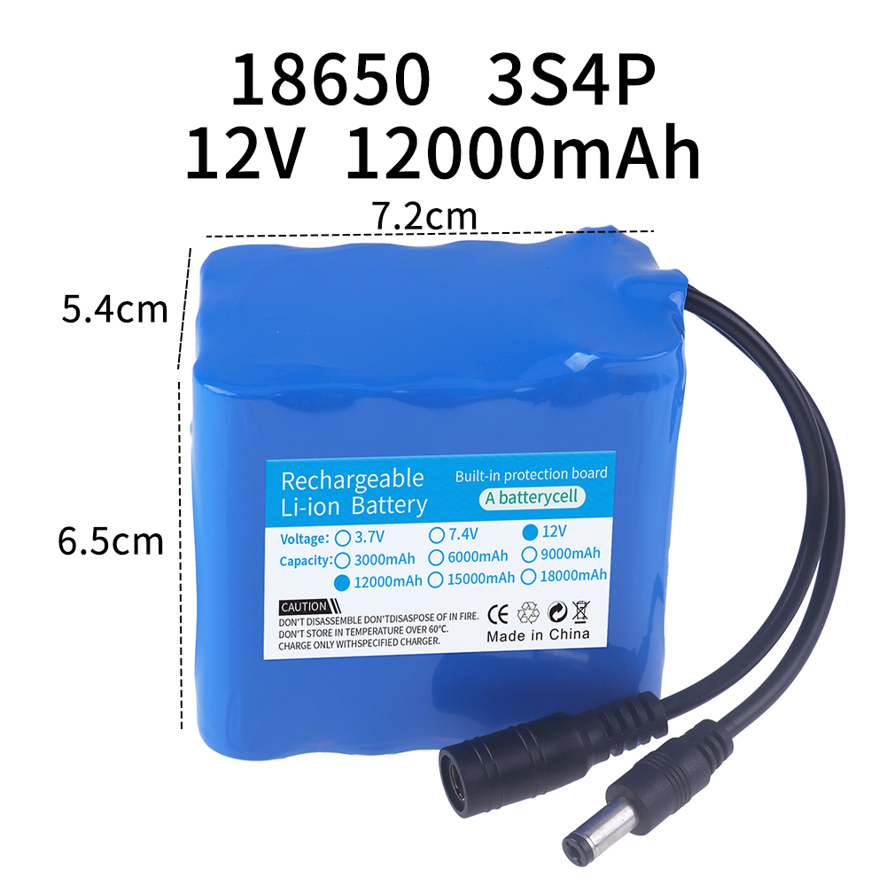 12V 12000mAh Batterij 3S4P Ech - Lipo Battery Charger recensie en prijs